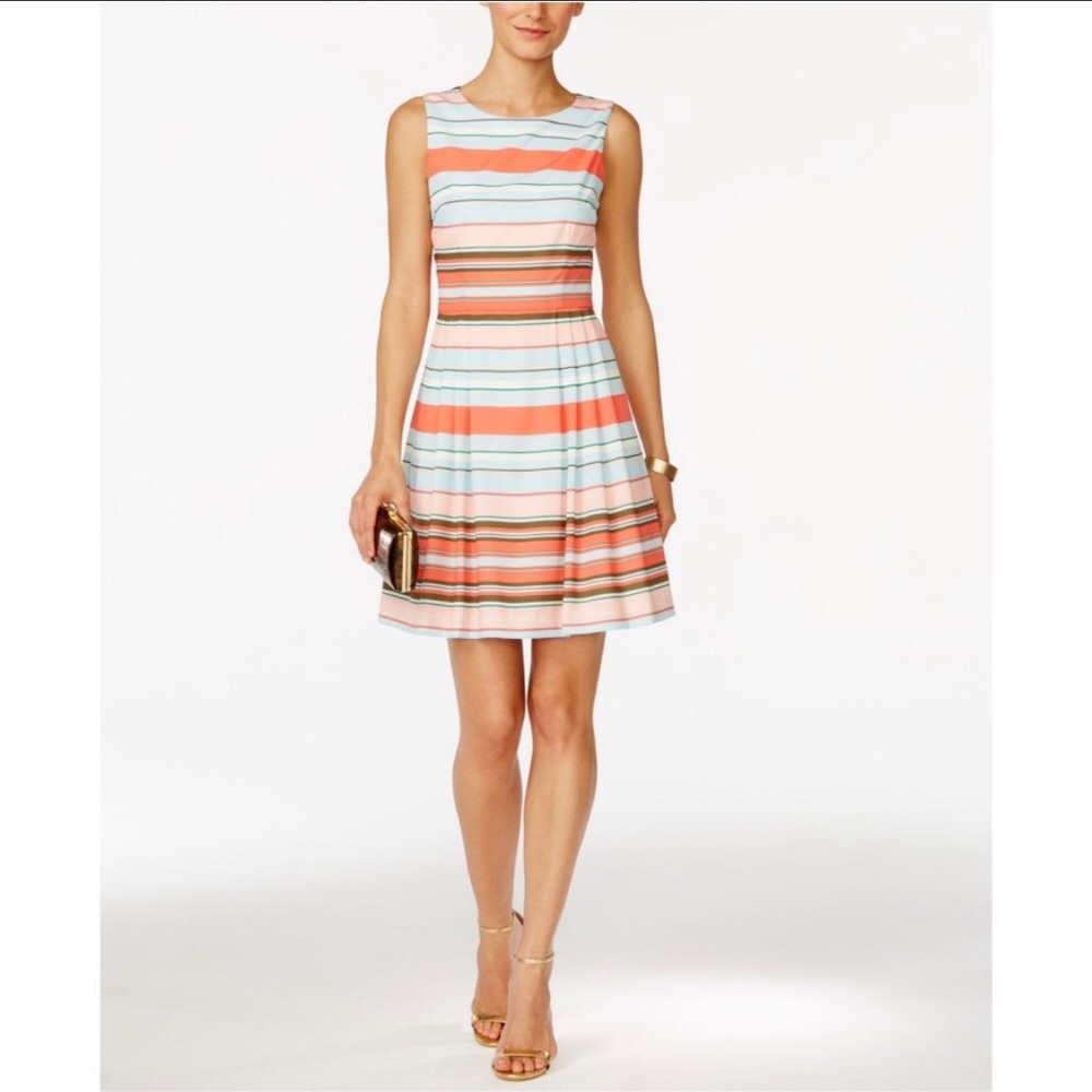 CeCe Cynthia Steffi Stripped A Line Dress NWOT